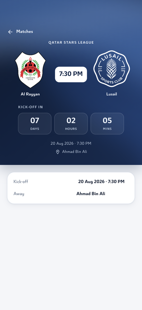 A match with its line-ups and details