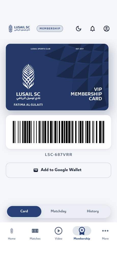 A VIP membership card with its barcode